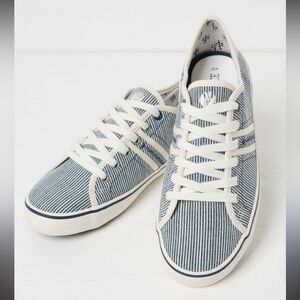 Fat Face Lola Navy & White Striped Canvas Sneakers
